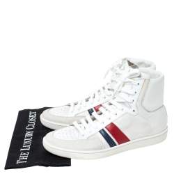 Saint Laurent Paris Off White/White Canvas And Leather SL/04H High Top Sneakers Size 41