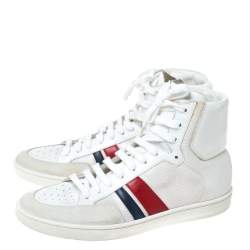 Saint Laurent Paris Off White/White Canvas And Leather SL/04H High Top Sneakers Size 41