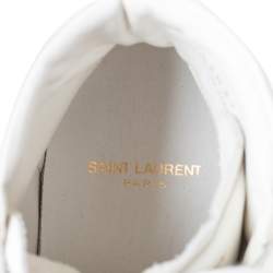 Saint Laurent Paris Off White/White Canvas And Leather SL/04H High Top Sneakers Size 41