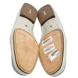 Saint Laurent Paris Off-white Leather Hook Detail Loafers Size 41