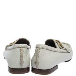 Saint Laurent Paris Off-white Leather Hook Detail Loafers Size 41