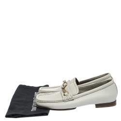 Saint Laurent Paris Off-white Leather Hook Detail Loafers Size 41
