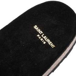 Saint Laurent Black Leather Jimmy Slide Sandals Size 41