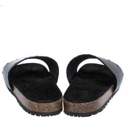 Saint Laurent Black Leather Jimmy Slide Sandals Size 41