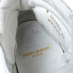 مملوكة مسبقًا Saint Laurent Paris White Leather Court Classic SL/10H High Top Sneakers Size 40