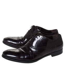Pre Owned Saint Laurent Paris Brown Leather Brogues Lace Up Oxford Size 41
