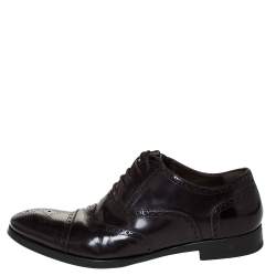 Pre Owned Saint Laurent Paris Brown Leather Brogues Lace Up Oxford Size 41