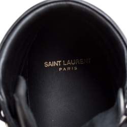 Saint Laurent Black Leather Studded High Top Sneakers Size 42