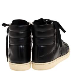 Saint Laurent Black Leather Studded High Top Sneakers Size 42