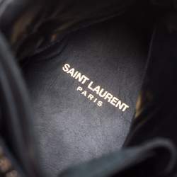 Saint Laurent Paris Black Leather Studded High Top Sneakers Size 44