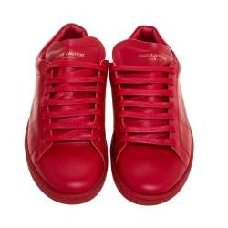 Saint Laurent Red Leather Andy Low Top Sneakers Size 41
