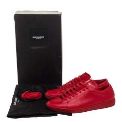 Saint Laurent Red Leather Andy Low Top Sneakers Size 41