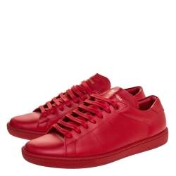 Saint Laurent Red Leather Andy Low Top Sneakers Size 41