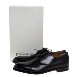 Pre Owned Saint Laurent Paris Black Leather Simon Lace Up Derby Size 44.5