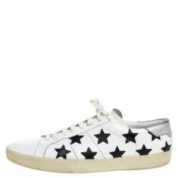 Pre Owned Saint Laurent White Leather Star Court Classic California Sneakers Size 45