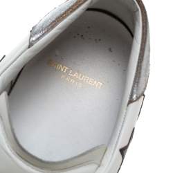 Pre Owned Saint Laurent White Leather Star Court Classic California Sneakers Size 45