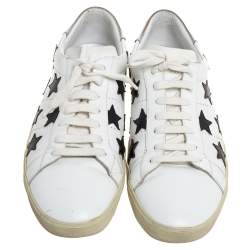 Pre Owned Saint Laurent White Leather Star Court Classic California Sneakers Size 45