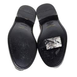 Saint Laurent Black Patent Leather Studded Penny Loafers Size 42