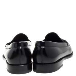 Saint Laurent Black Patent Leather Studded Penny Loafers Size 42