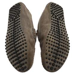 Pre Owned Saint Laurent Paris Tan Green Suede Loafers Size 41