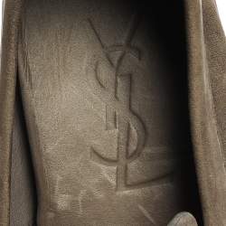 Pre Owned Saint Laurent Paris Tan Green Suede Loafers Size 41