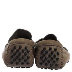 Pre Owned Saint Laurent Paris Tan Green Suede Loafers Size 41