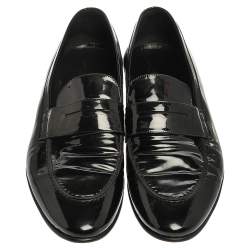 Saint Laurent Paris Black Patent Leather Slip On Loafers Size 44