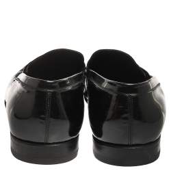 Saint Laurent Paris Black Patent Leather Slip On Loafers Size 44