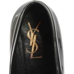 Saint Laurent Paris Black Patent Leather Slip On Loafers Size 44