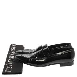 Saint Laurent Paris Black Patent Leather Slip On Loafers Size 44