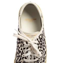 Saint Laurent White/Black Leopard Print Canvas Venice Low Top Sneakers Size 43