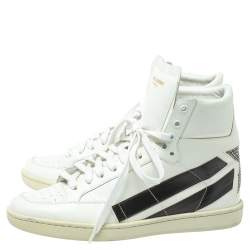 Pre Owned حذاء رياضي سان لوران مرتفع من أعلى جلد أبيض مقاس 41