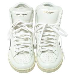 Pre Owned حذاء رياضي سان لوران مرتفع من أعلى جلد أبيض مقاس 41
