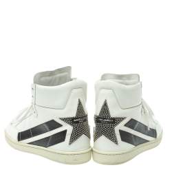 Pre Owned حذاء رياضي سان لوران مرتفع من أعلى جلد أبيض مقاس 41