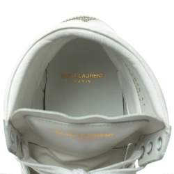 Pre Owned حذاء رياضي سان لوران مرتفع من أعلى جلد أبيض مقاس 41