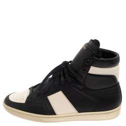 Pre Owned حذاء رياضي سان لوران كورت كلاسيك مرتفع من أعلى جلد ابيض مقاس 41