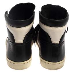 Pre Owned حذاء رياضي سان لوران كورت كلاسيك مرتفع من أعلى جلد ابيض مقاس 41