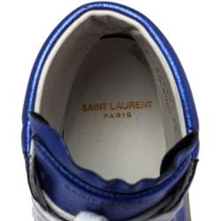 Pre Owned Saint Laurent Metallic Blue Classic Court High Top Sneakers Size 38