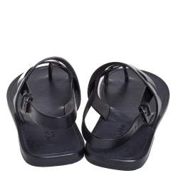 Pre Owned Saint Laurent Black Leather Culver Flat Sandals Size 43