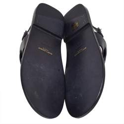 Pre Owned Saint Laurent Black Leather Culver Flat Sandals Size 43