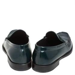 Saint Laurent Green Leather Penny Slip On Loafers Size 42