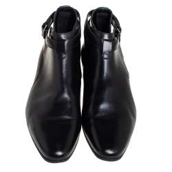 Saint Laurent  Black Leather Army Boots Size 41.5