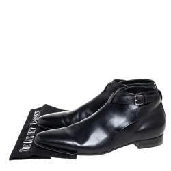 Saint Laurent  Black Leather Army Boots Size 41.5