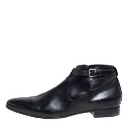 Saint Laurent  Black Leather Army Boots Size 41.5