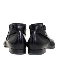 Saint Laurent  Black Leather Army Boots Size 41.5