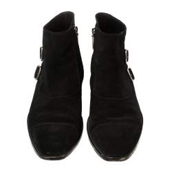Saint Laurent Black Suede Ankle Boots Size 42
