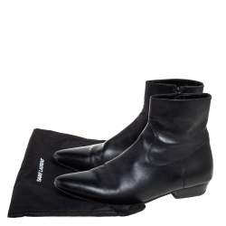 Saint Laurent Black Leather Pointed Toe Ankle Boots Size 42