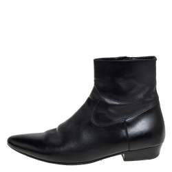 Saint Laurent Black Leather Pointed Toe Ankle Boots Size 42