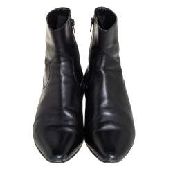 Saint Laurent Black Leather Pointed Toe Ankle Boots Size 42