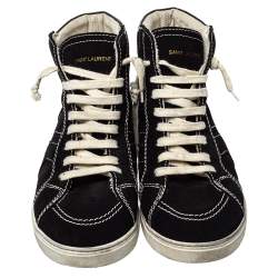 Saint Laurent Black Suede And Leather High Top Sneakers Size 42